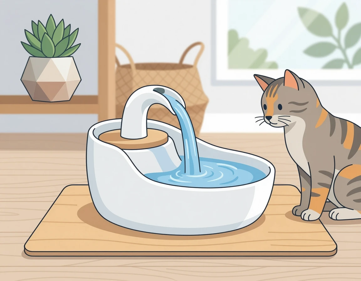 흐르는 물이 나오는 모던한 고양이 정수기