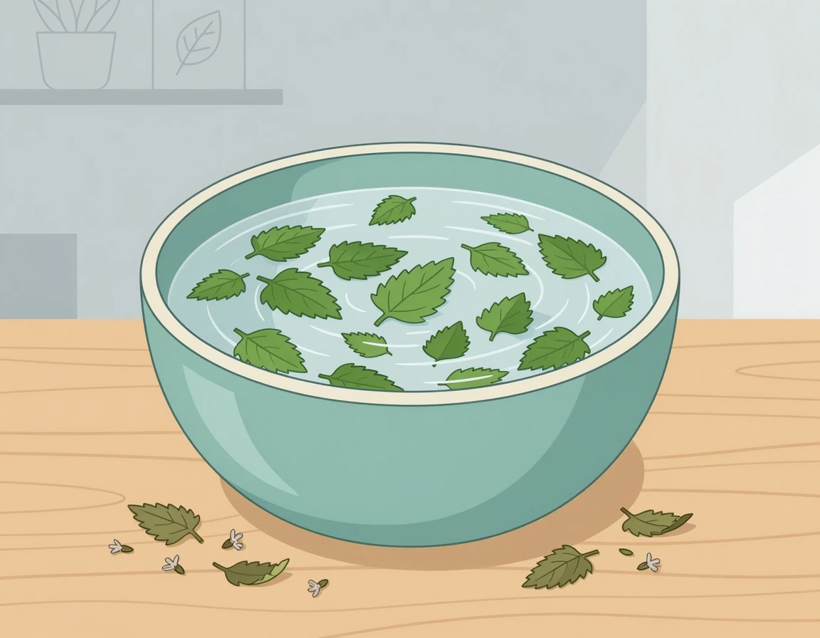 캣닢 잎을 우려낸 고양이 물그릇