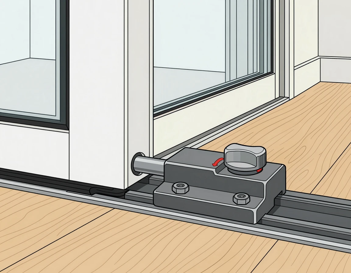 창틀 레일에 설치된 슬라이딩 잠금장치