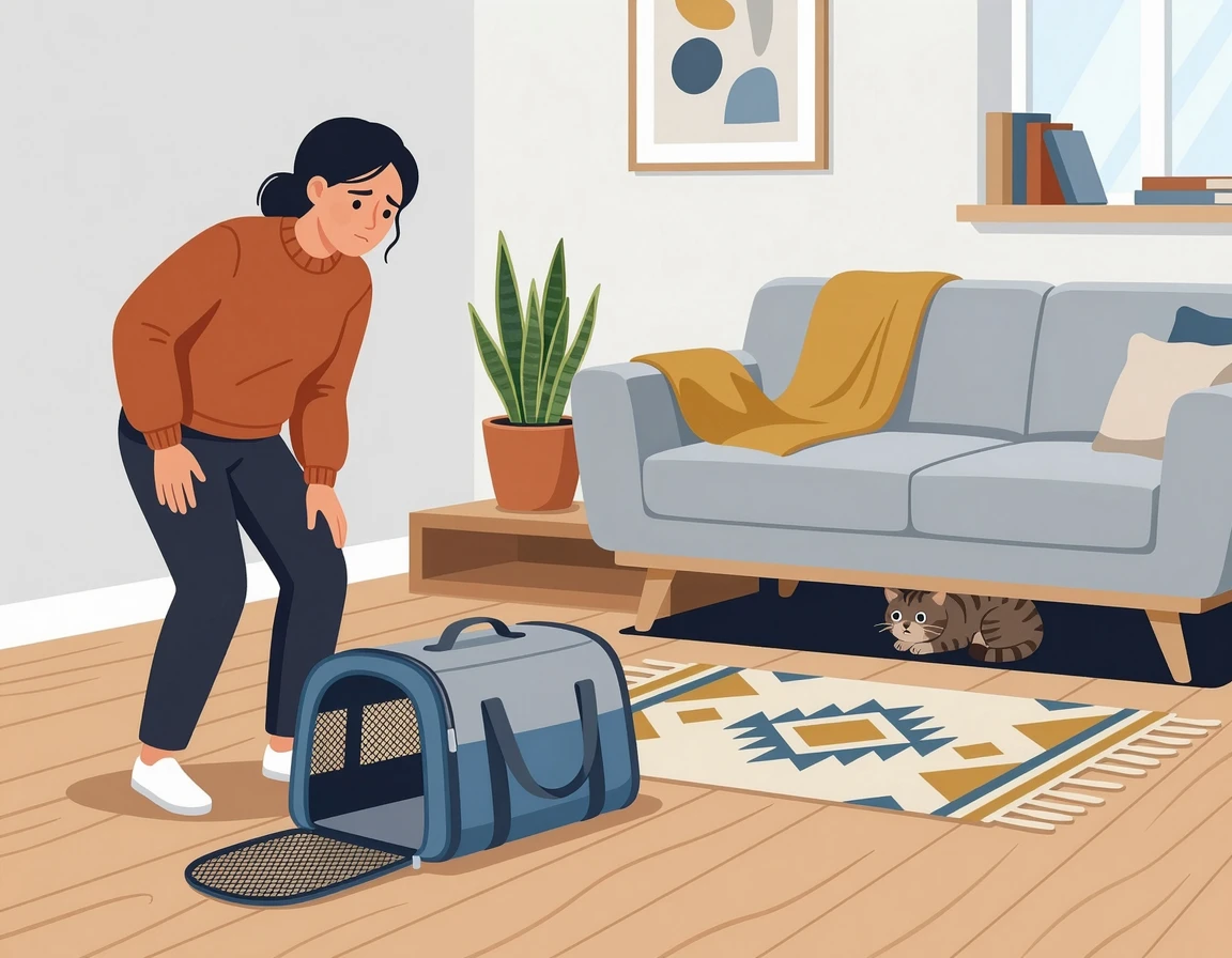 고양이 입양 첫날 숨어버린 고양이와 당황한 보호자