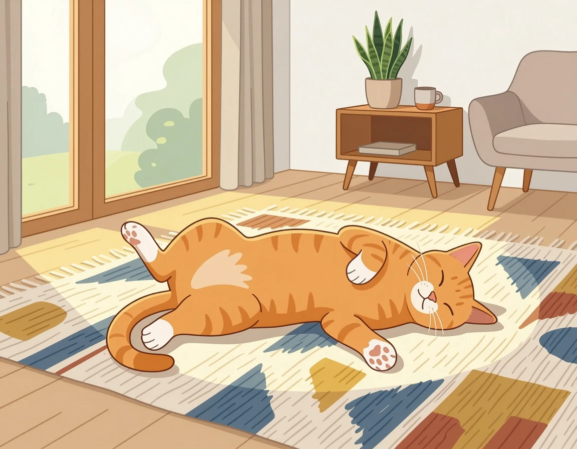 새로운 환경에 완벽히 적응하여 편안하게 자는 고양이