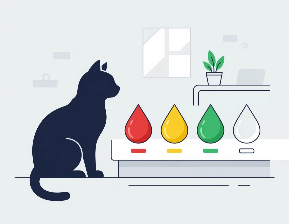 안전한 구토 색깔과 위험한 구토 색깔을 비교하는 팔레트 일러스트