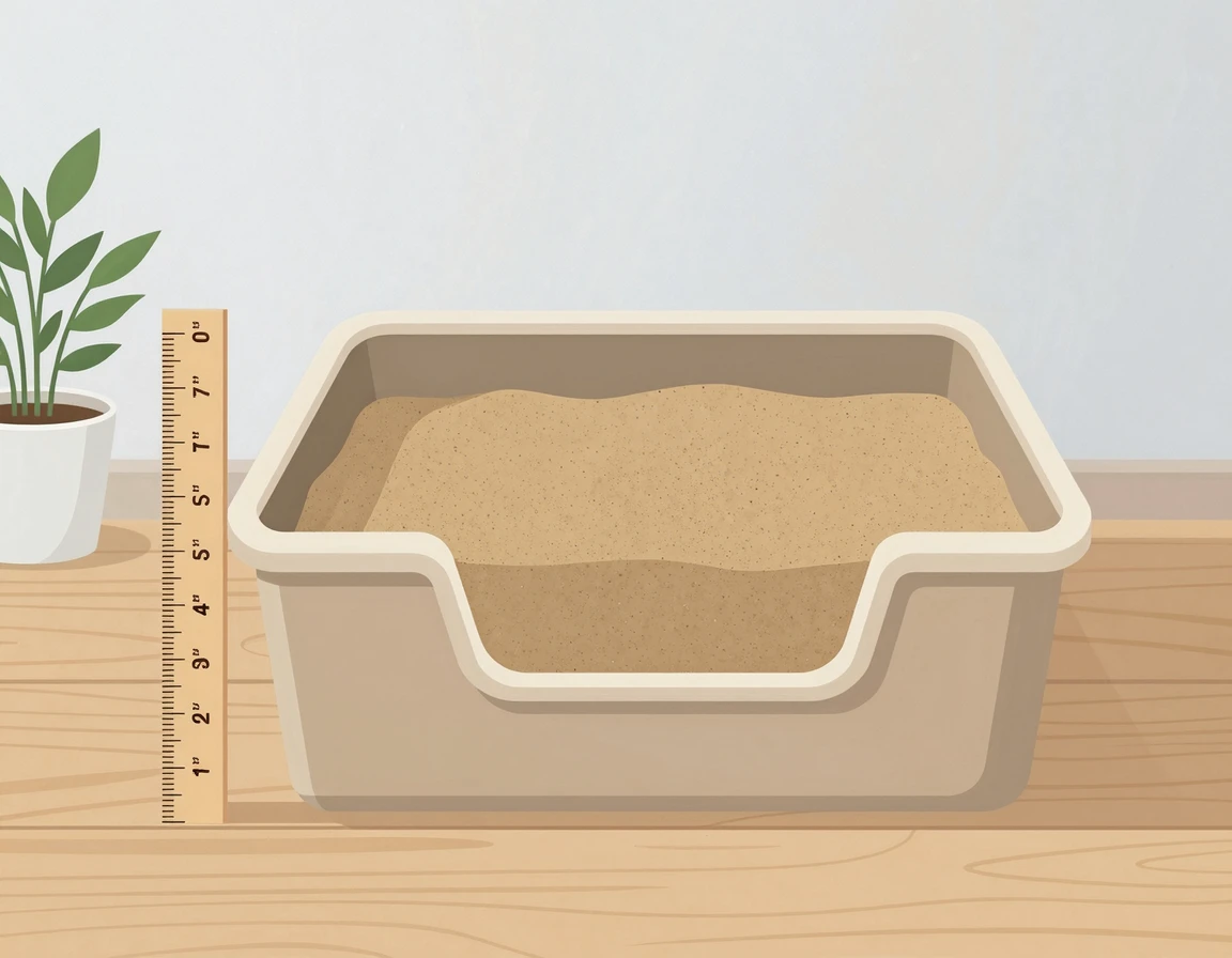 대형 평판형 화장실과 적절한 모래 깊이