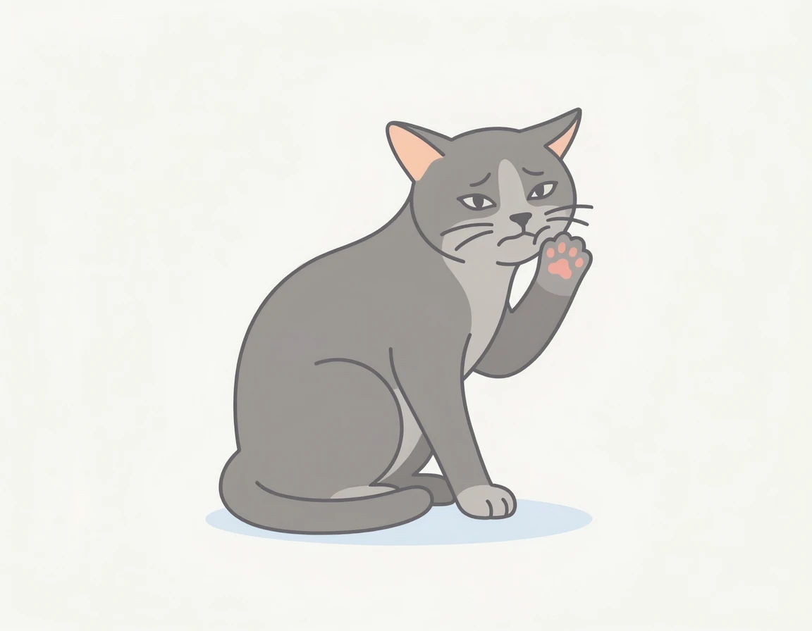입 주변을 불편한 듯 긁는 고양이