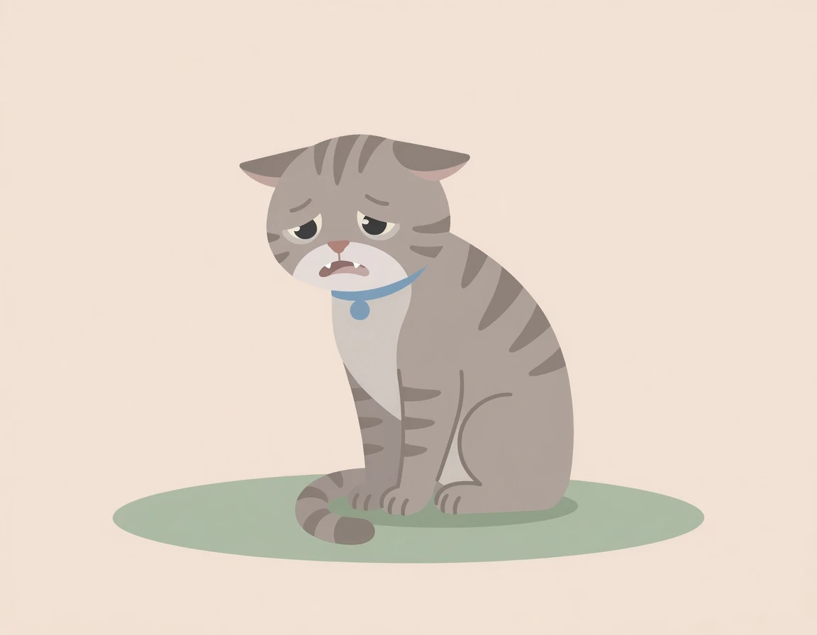 창백하고 하얀 잇몸을 가진 고양이의 모습