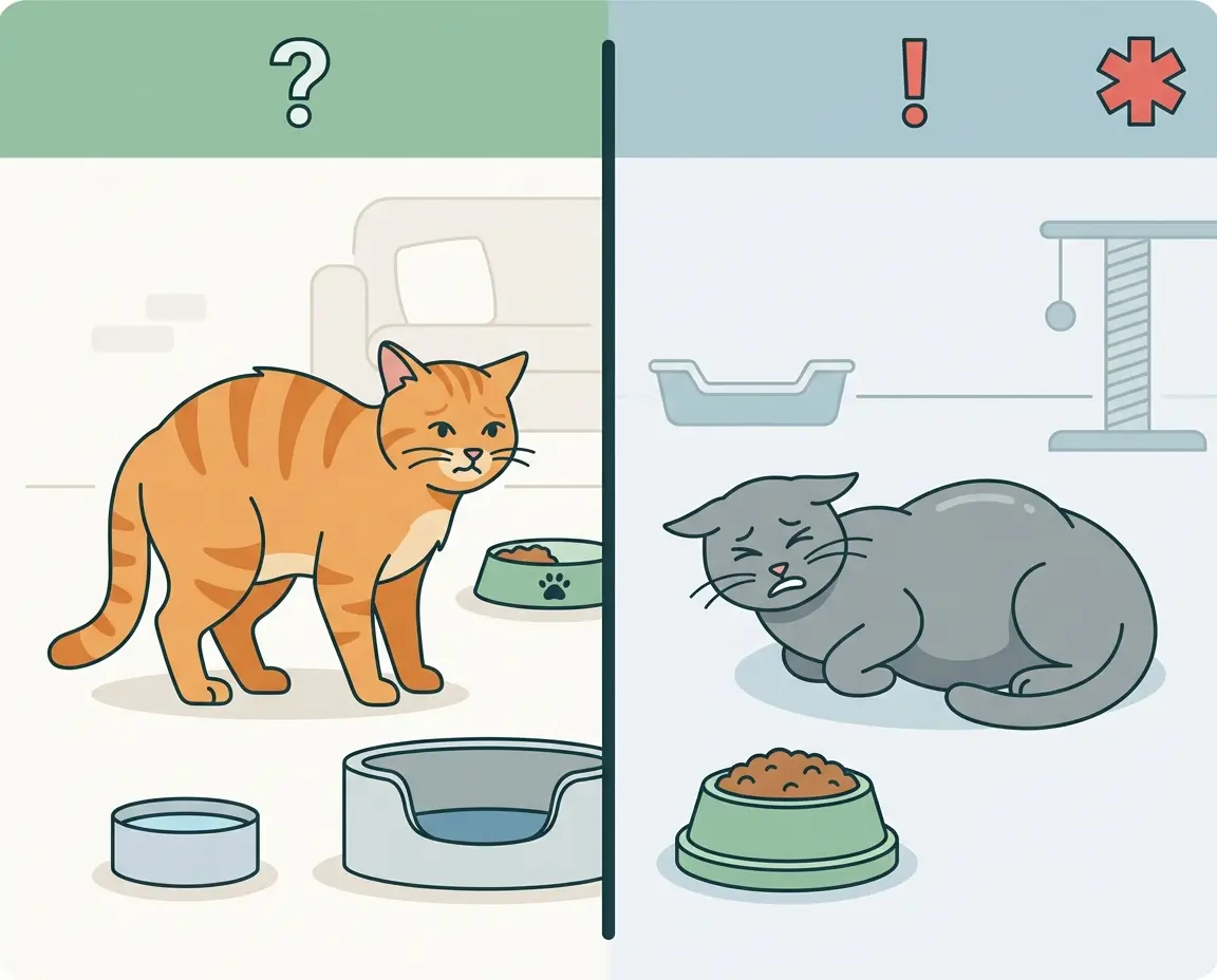 일반 변비와 거대결장의 복부 팽만 및 증상 차이 비교 일러스트