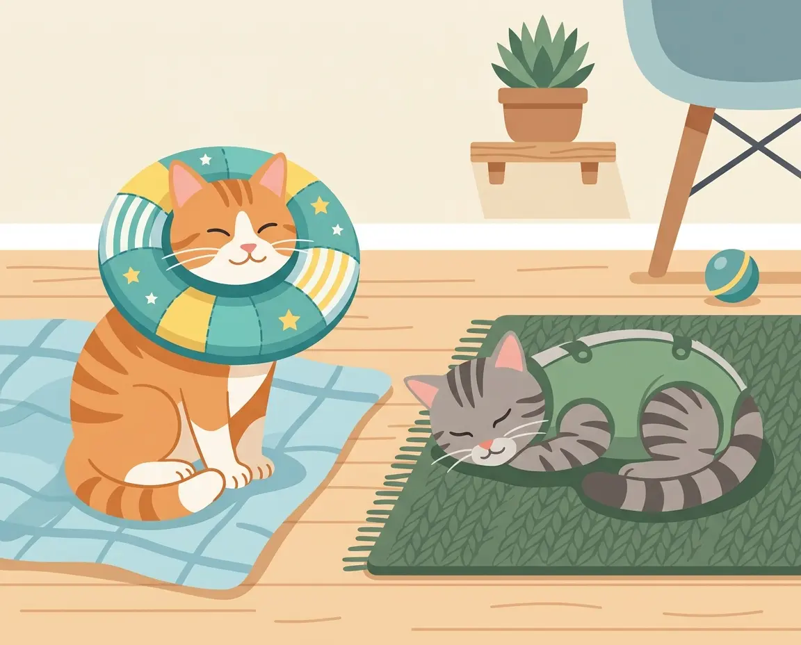 넥카라와 환묘복을 착용한 고양이 비교 일러스트